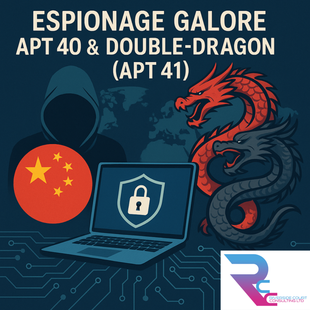 AI generated image of depicting espionage from advanced persistent threat groups APT40 and APT41 or Double Dragon